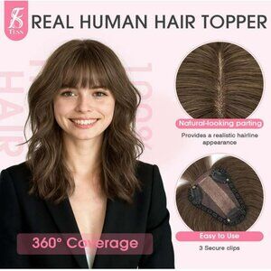 🤎 Real Human Hair Topper // Dark Brown ~ NIB!
